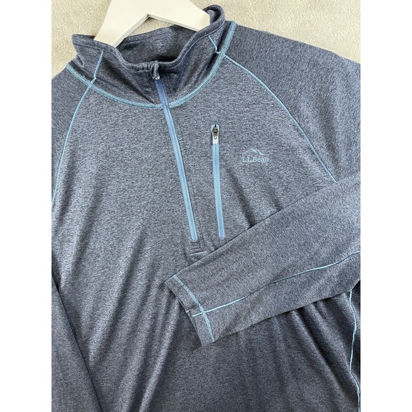 LL Bean Pullover Men's L Blue Quick Dry Trail Tee Baselayer 1/4 Zip Active - Picture 3 of 7